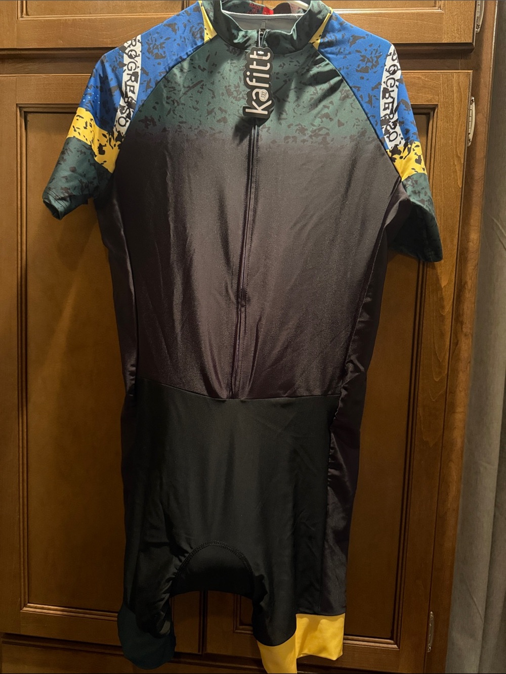 NWT Kafitt Cycling Skinsuit Polka Dot Black Green Blue yellow Triathlon Bike